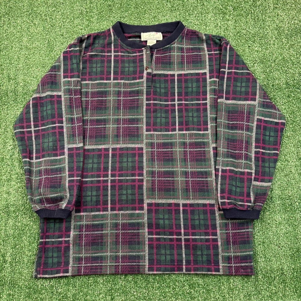 Vintage Christopher & Banks Plaid Henley Sweater